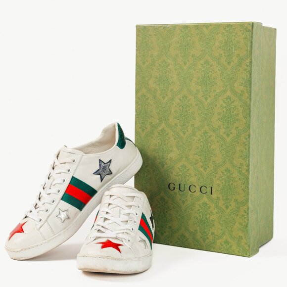 Gucci Ace Stars White Leather Low-Top Sneakers - Picture 13 of 13
